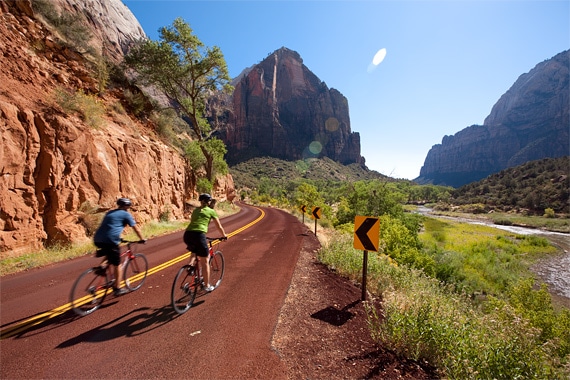 ... along the glistening Virgin River to soak up Zion's fantastic vistas