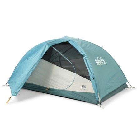 REI Co-op Trail Hut 2 Tent with Footprint 3/4 front view with rainfly