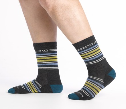 Multi Stripe Cushioned Micro Crew Socks - Men's