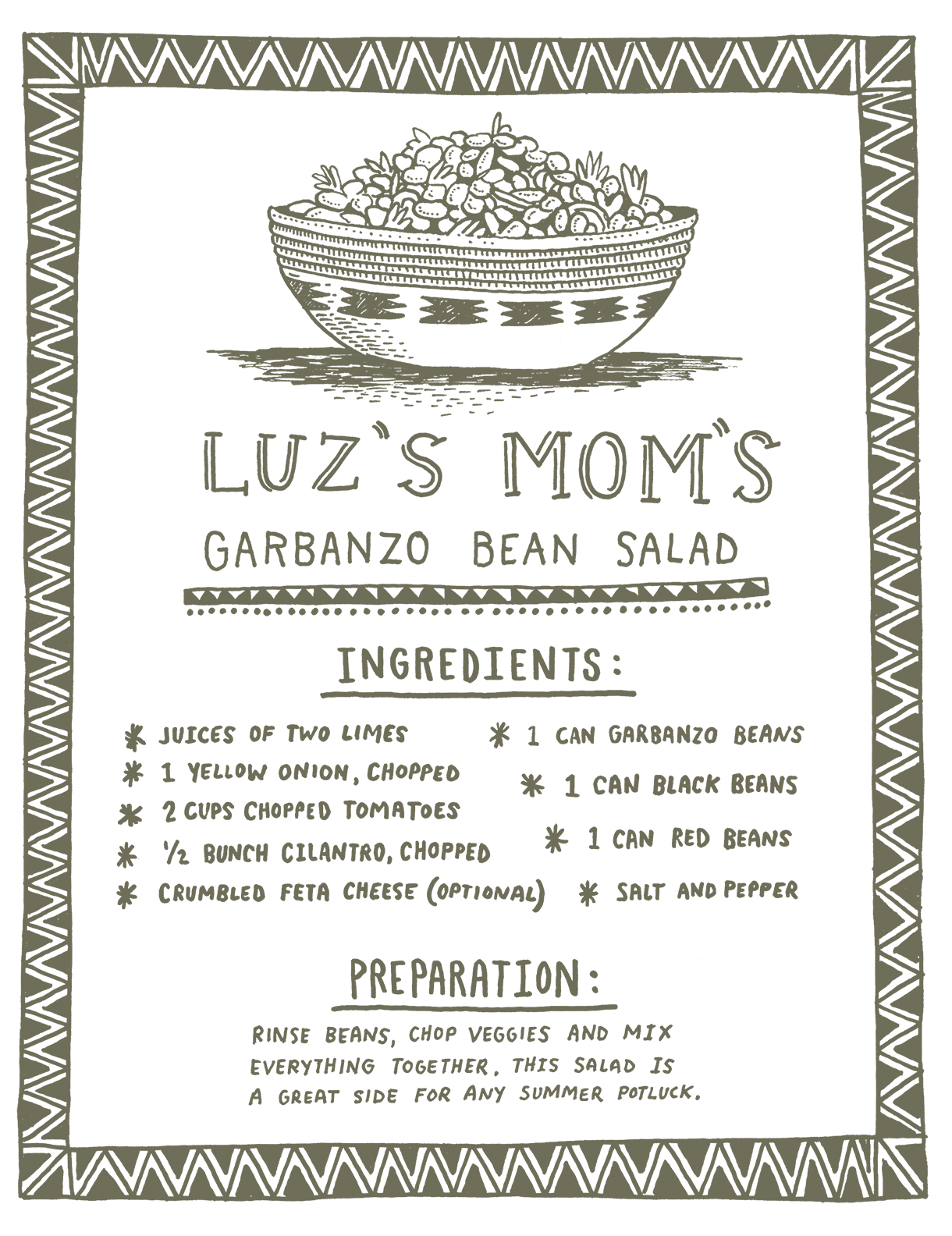 Luz's Mom's Garbanzo Bean Salad Recipe