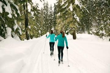 people cross-country skiing