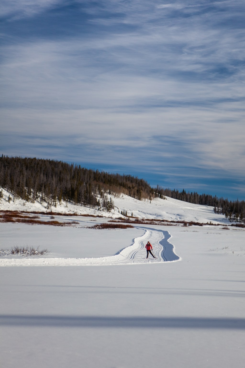 female skate skiing on a track 