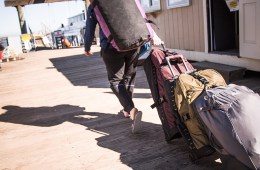 Three rolling bags attached