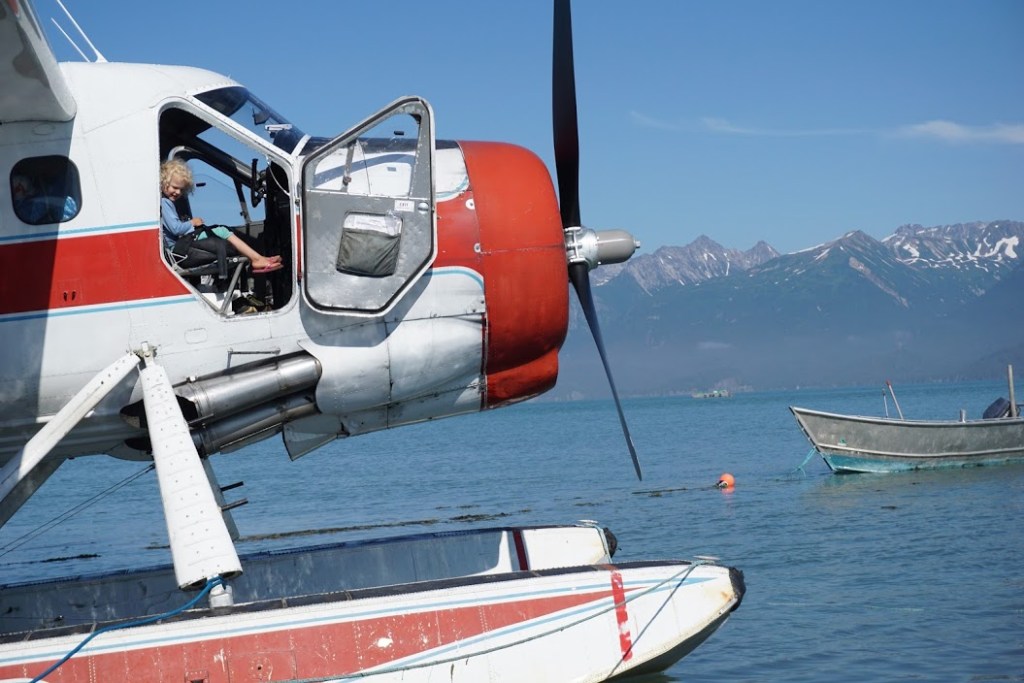 Adventurous kid in a helicopter