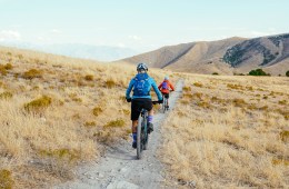 Rachel mountain biking with Jane