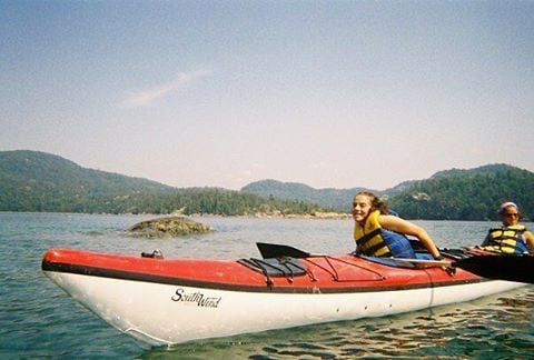 Camp kids in a kayak