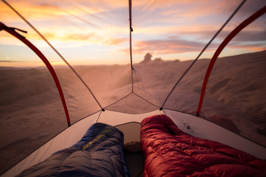 camping during sunset Big Agnes Skeeter