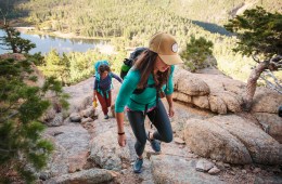 two women on an uphill trail