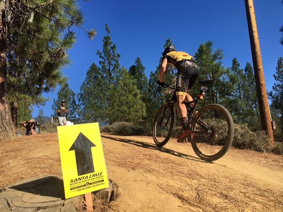 Kelly Magelky pedals hard during a race.