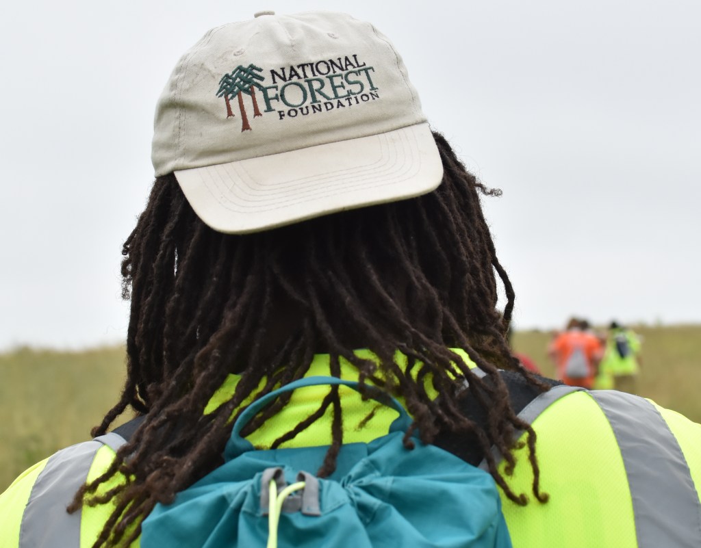 A volunteer on the prairie project