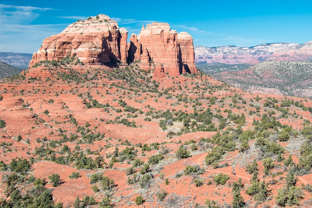 a vast red rock desert landscape