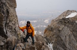 Tate MacDowell climbing Grand Teton.