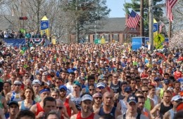 Racers at the starting line of the Boston Marathon