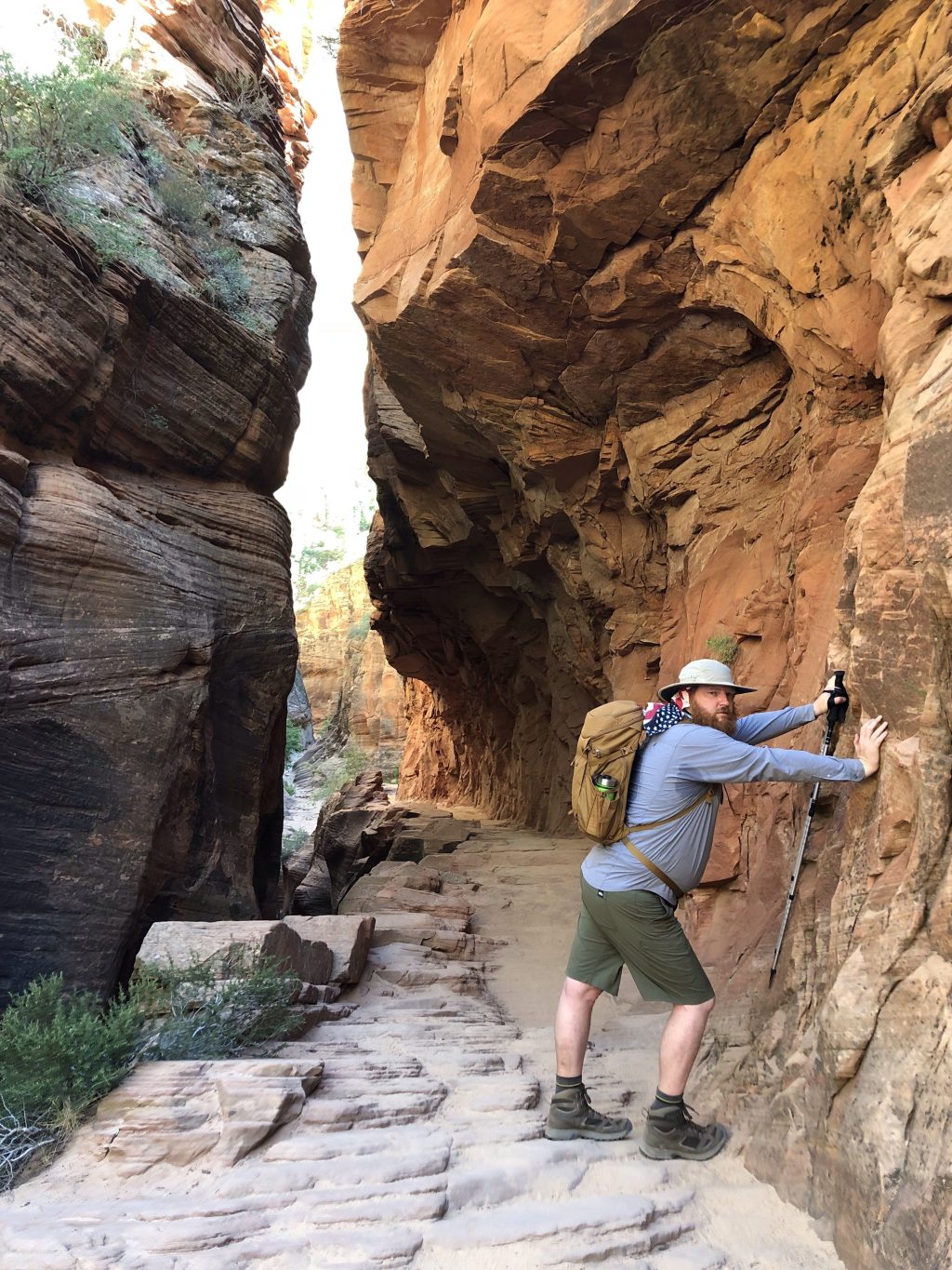 Colin, of Trailheads, silly stretching while hiking