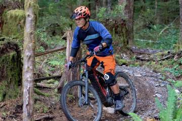 Person riding electric mountain bike