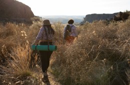 Two hikers on a trail