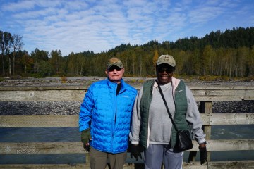 Photo of writer's parents on a hike.