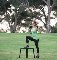 Starting a repeater step-up with overhead press in park