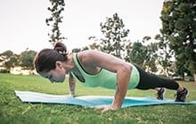 Starting a push-up in a park