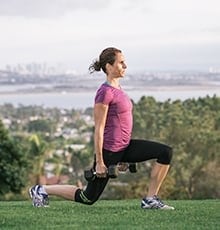 Woman moving back knee toward the ground