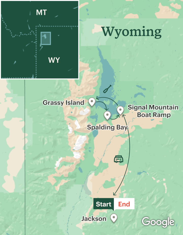 Itinerary map for Grand Teton Kayaking