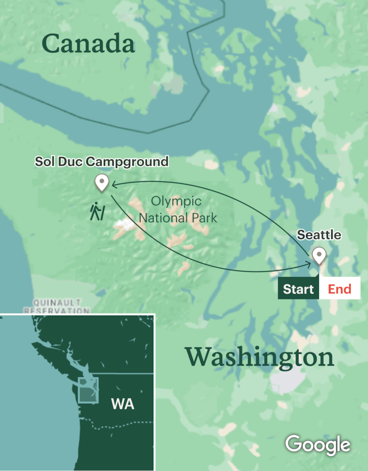 Itinerary map for Olympic National Park Backpacking - High Divide