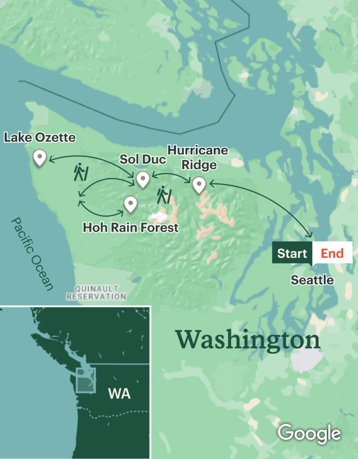 Itinerary map for Olympic National Park Hiking & Camping