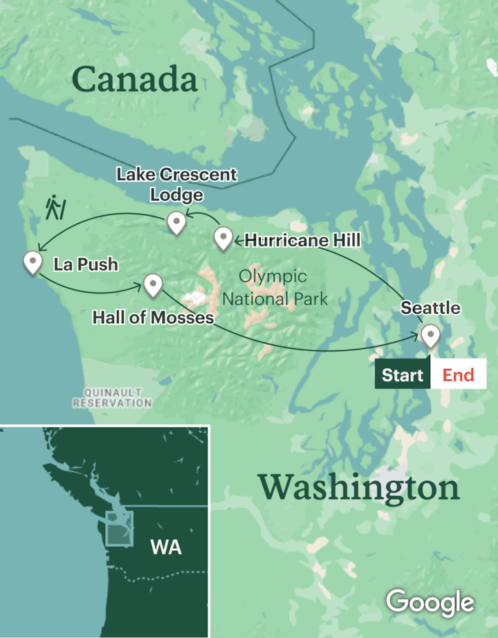 Itinerary map for Olympic National Park Hiking - Lodge Based