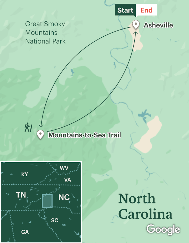 Itinerary map for Appalachian Mountains Backpacking - Blue Ridge Parkway