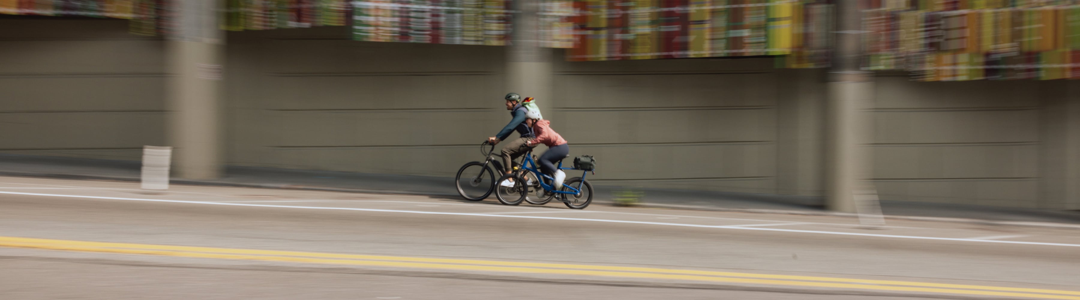 Cyclists on a city street.