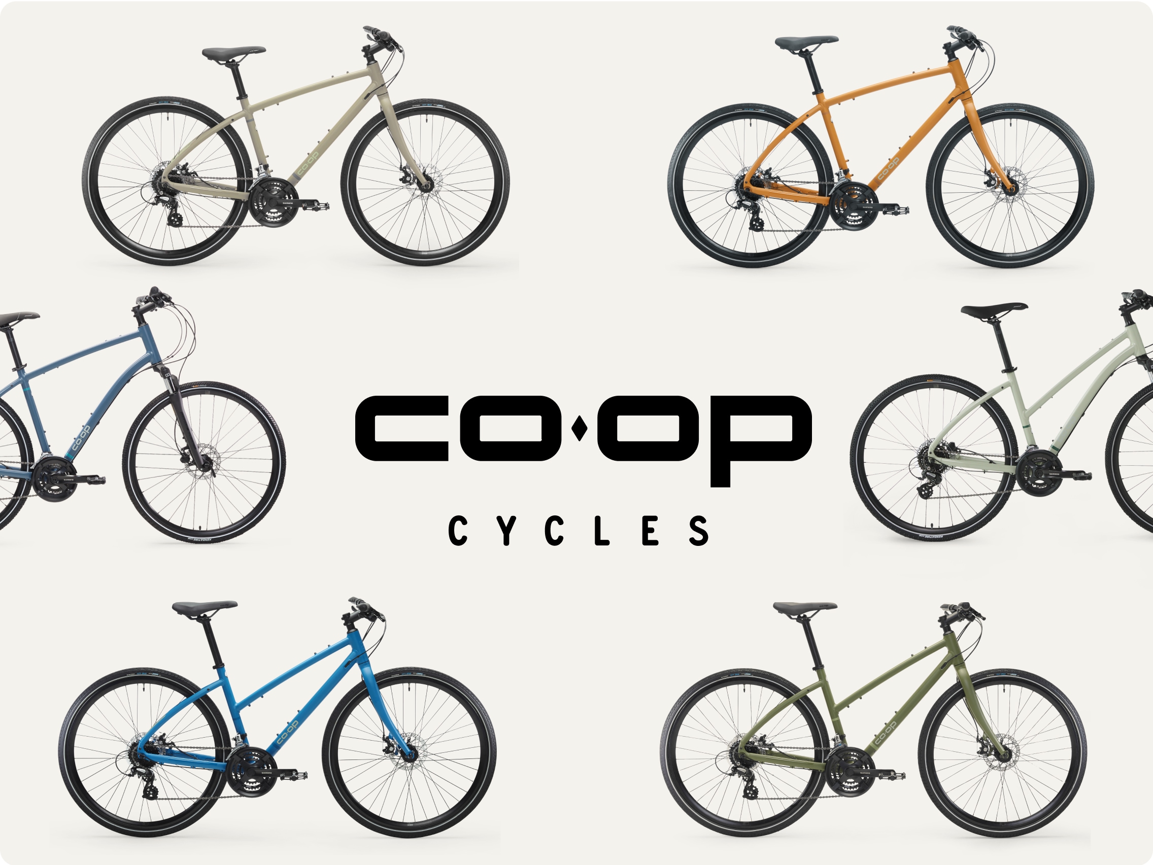 Co-op Cycles bestselling bikes in various colors.