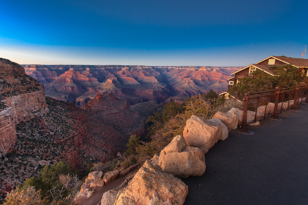 Preserving history and capturing it's  beauty, Kolb Studio stands as a  testament to the Kolb brothers'  pioneering spirit, perched on the  edge of the Grand Canyon.