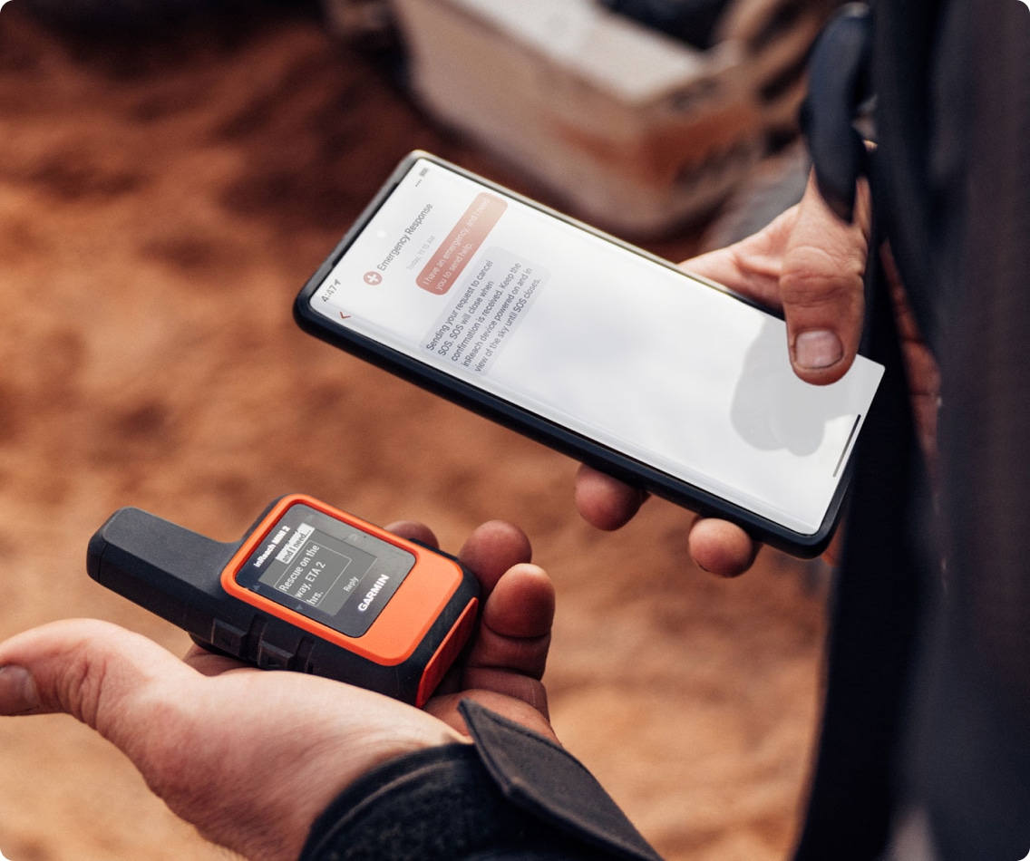 A person using Garmin’s inReach® satellite communicators.