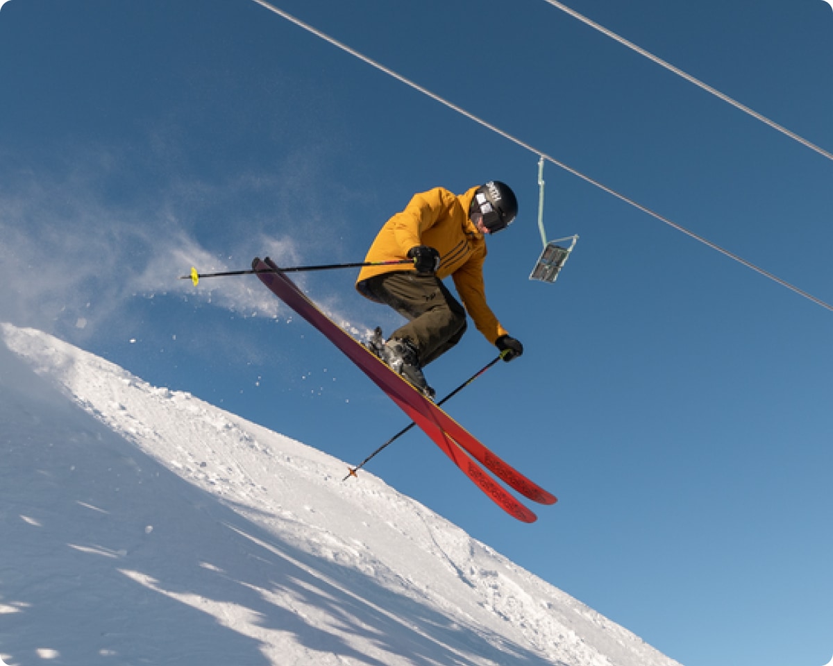 A skier jumping in midair.