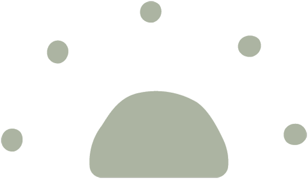 An illustration of a sun with five dots as rays.