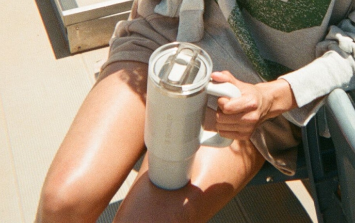 A person holding the new Stanley Quencher ProTour Flip Straw Tumbler.