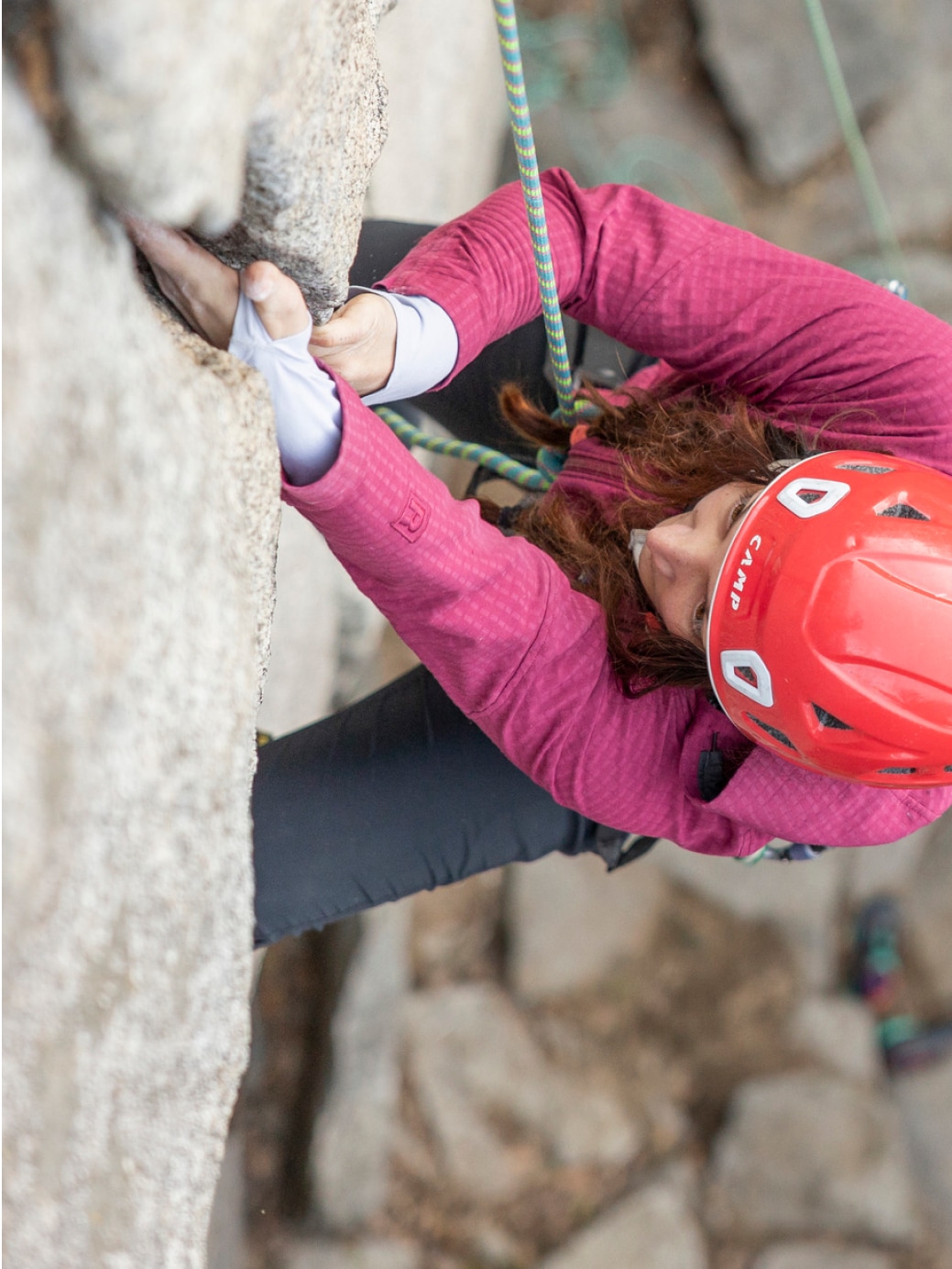 A climber on a rock face.