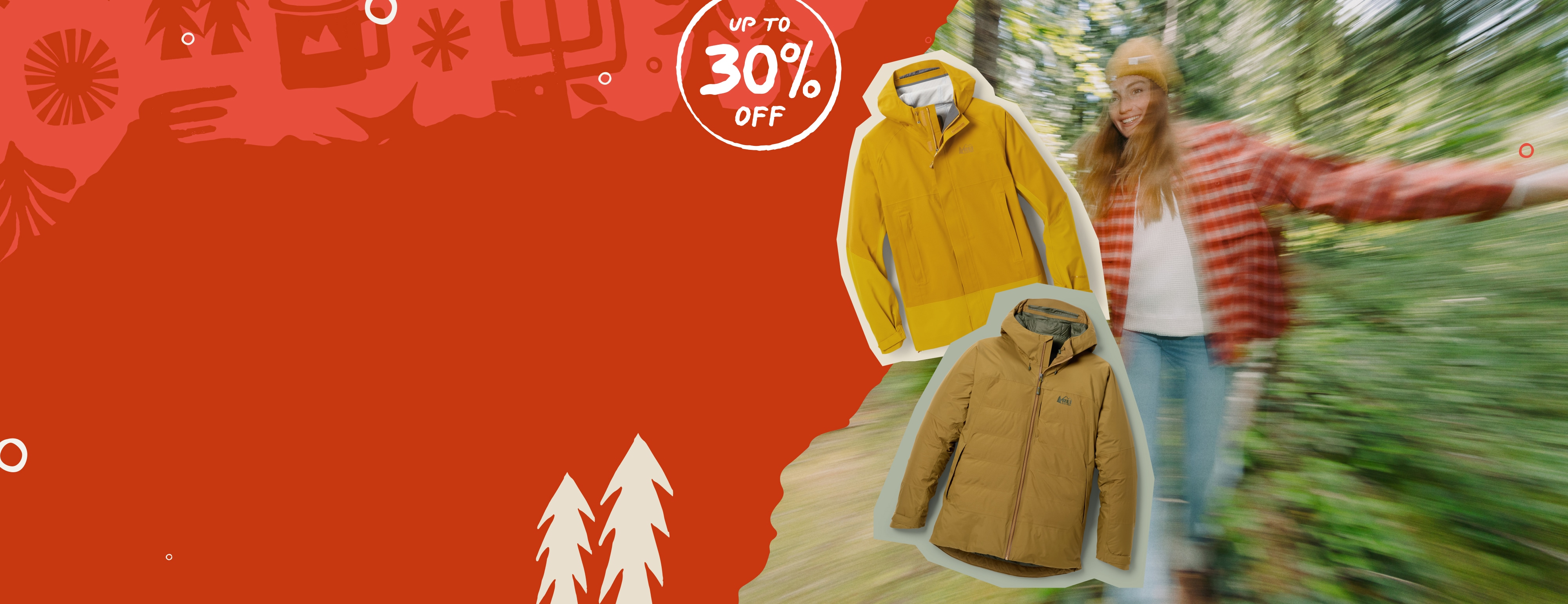 A collage of winter jackets. Up to 30% off our Last Minute Gifts Sale.