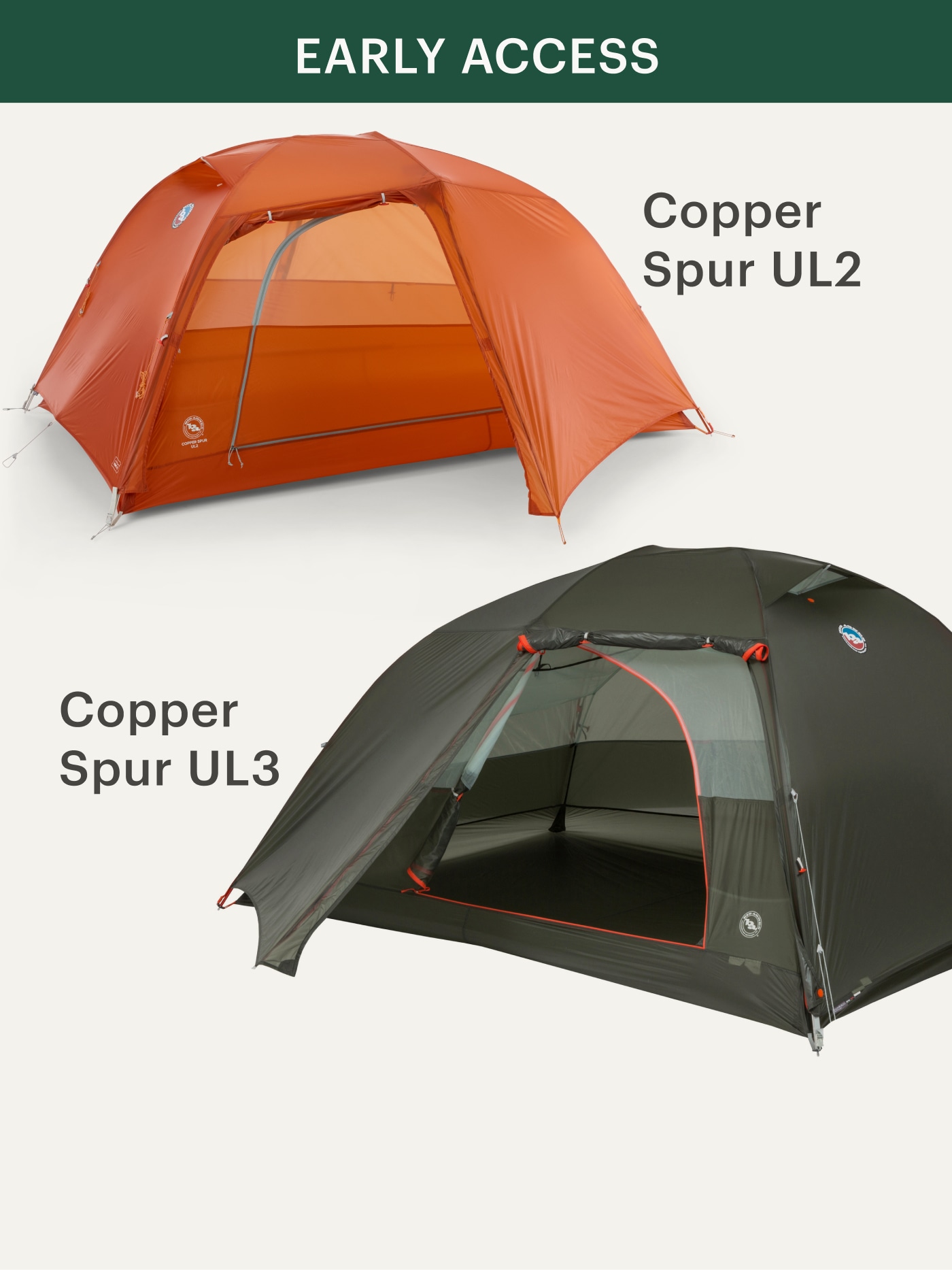 Early access, just for members. Two Big Agnes tents.