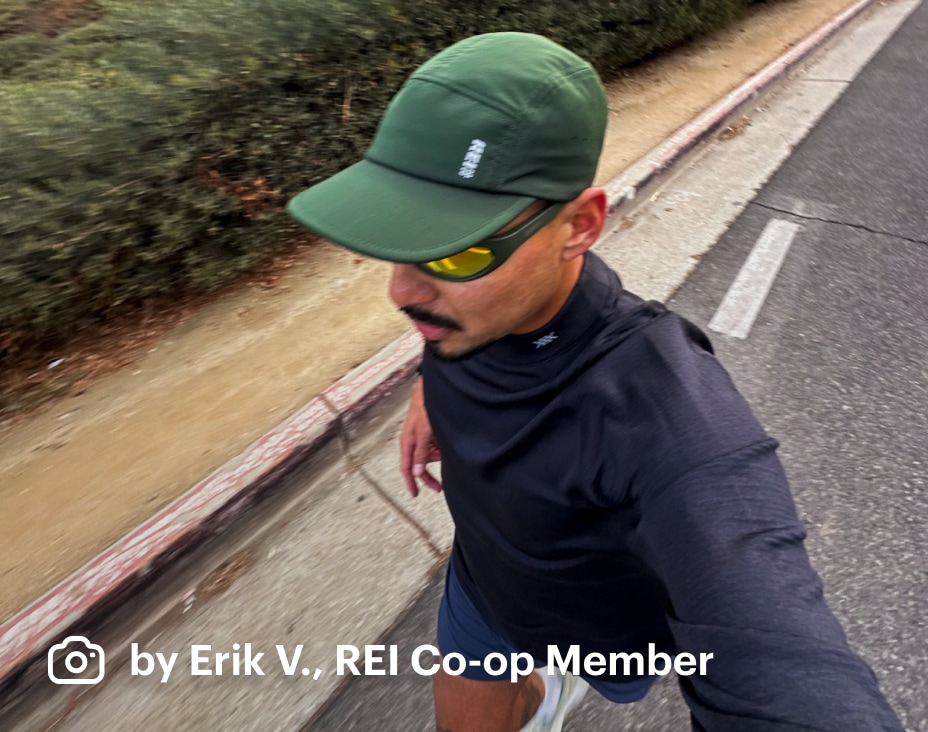 REI Co-op Member Erik V. takes a selfie during an afternoon roadside run.