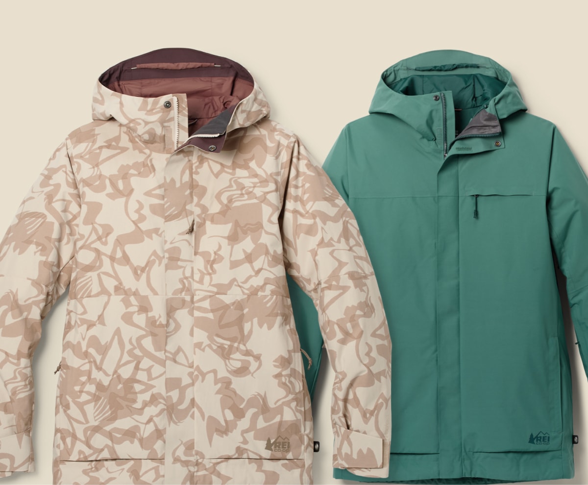 Two R E I Co-op brand insulated jackets.