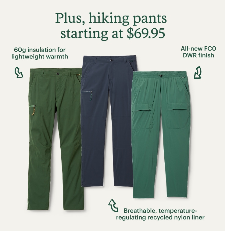 REI Co-op Trailmade hiking pants. Headline: Plus, hiking pants starting at $69.95