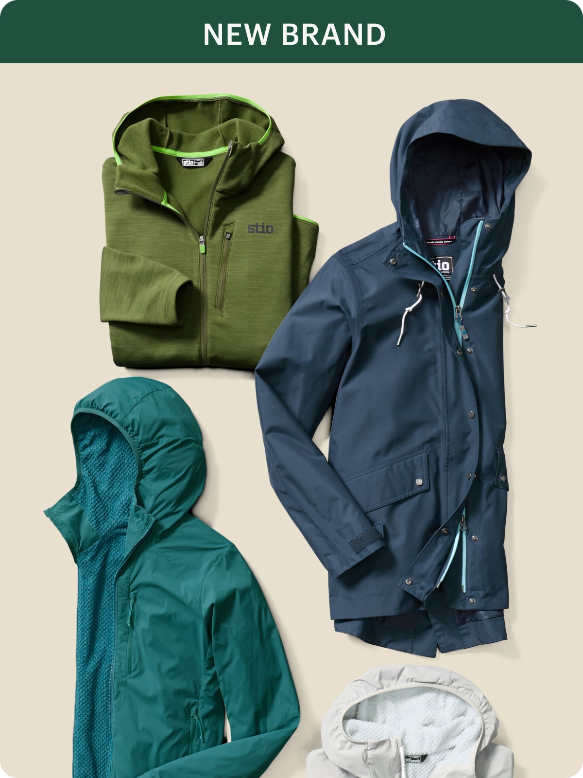 A collage of Stio outerwear.