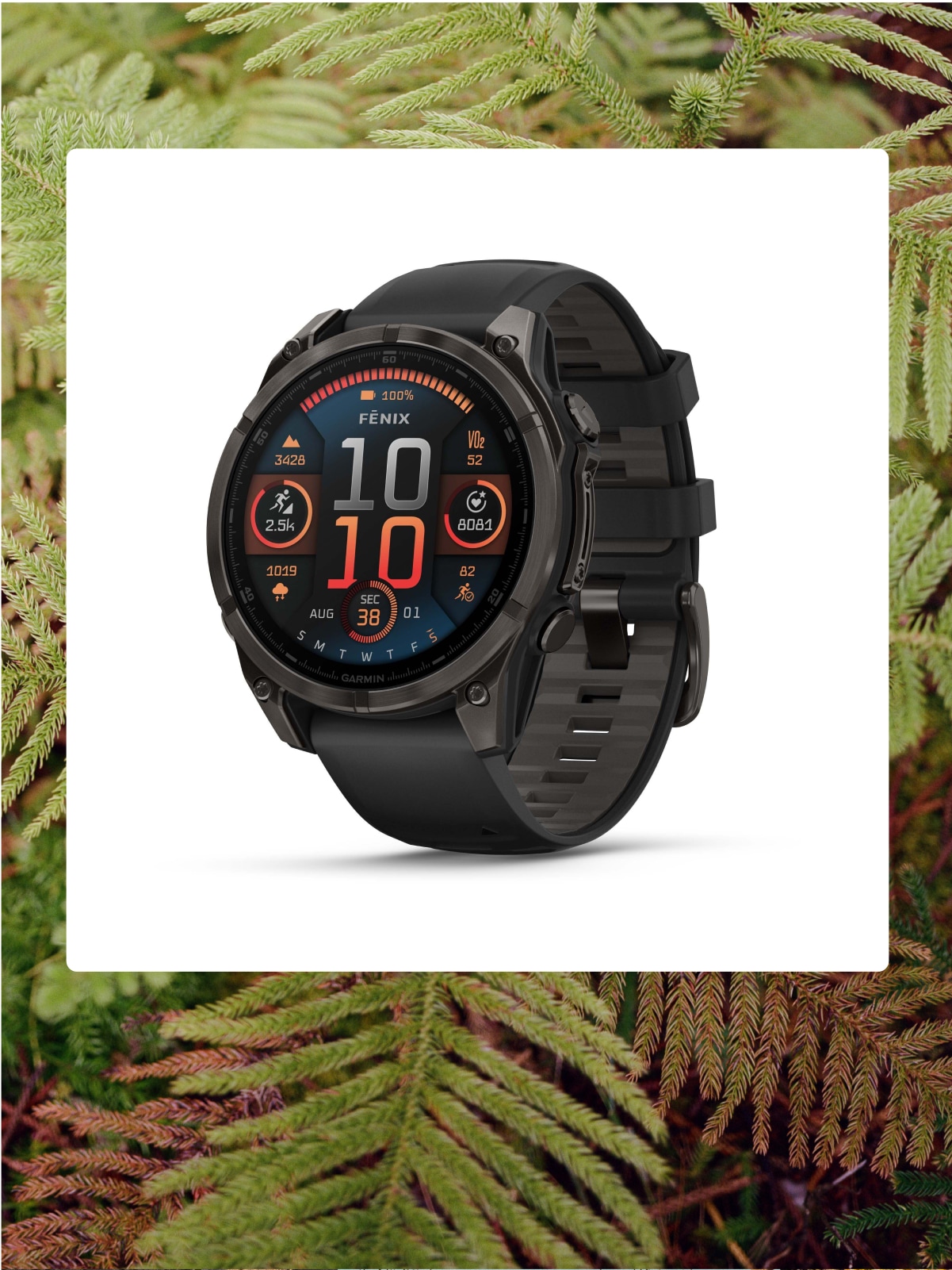 The Garmin fenix 8 AMOLED Sapphire.