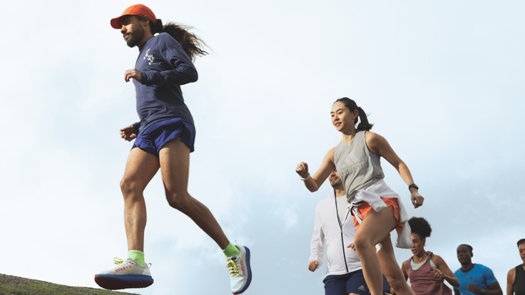 A group of people running