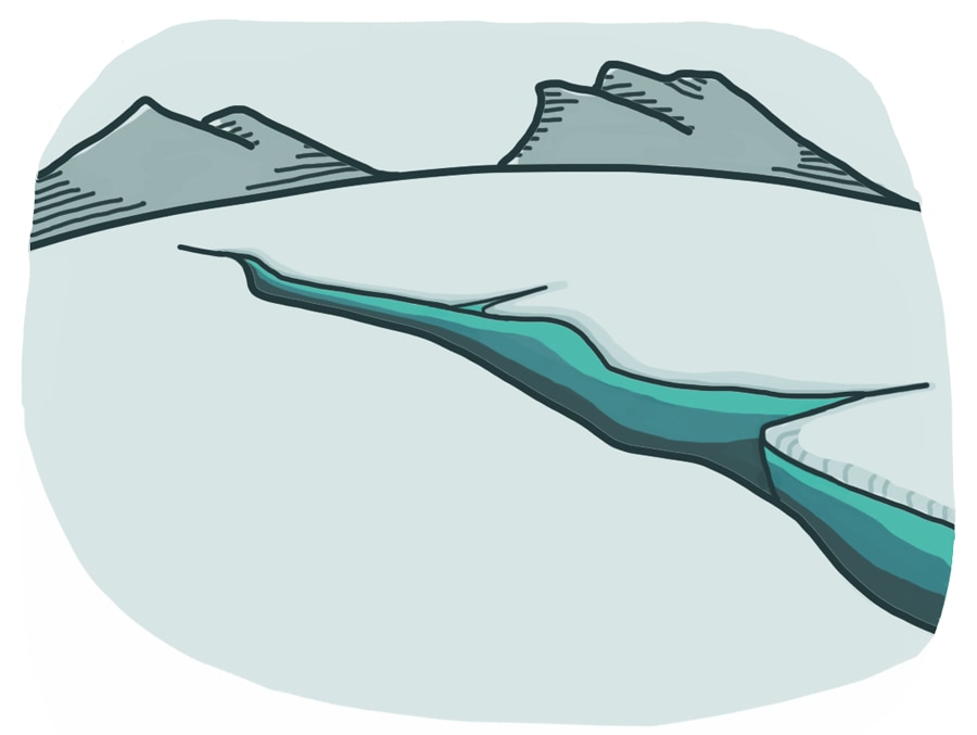 an illustration of a crevasse