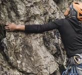 example of the side pull move when rock climbing