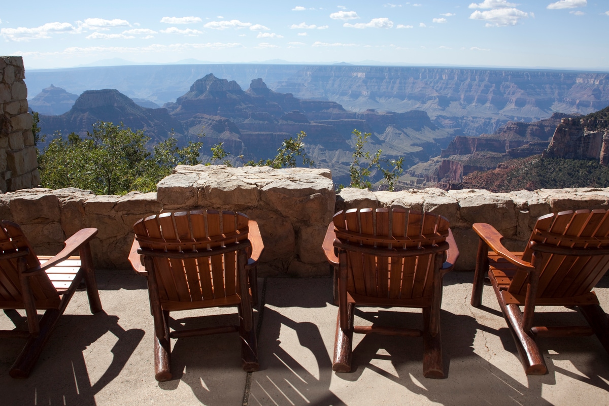 We stay at the North Rim Lodge with its million-dollar views.