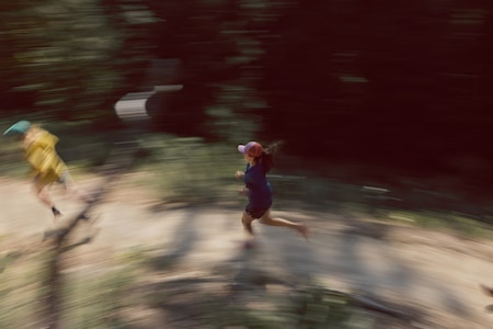 A blur of moving trail runners