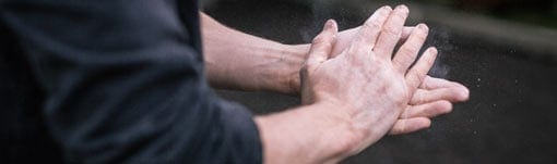 A rock climber's hands